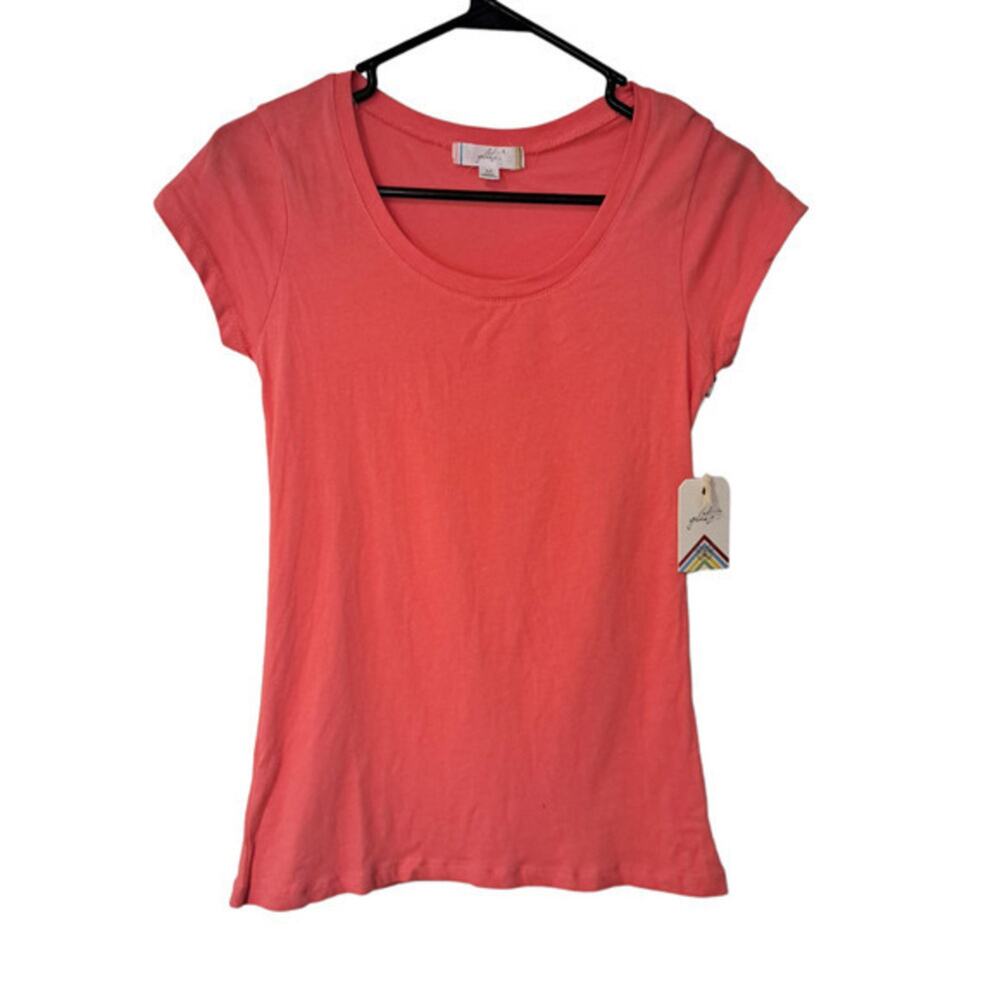 Glits Womens Pullover Cap Sleeve Scoop neck Basic T shirt Orange Medium
